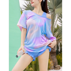 Tie Dye Three-Piece High Waisted Bikini Set - Swimsuits - Swimsuits - 5