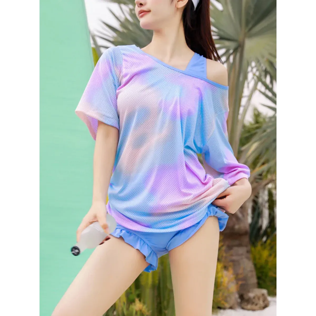 Tie Dye Three-Piece High Waisted Bikini Set - Swimsuits - Swimsuits - 5