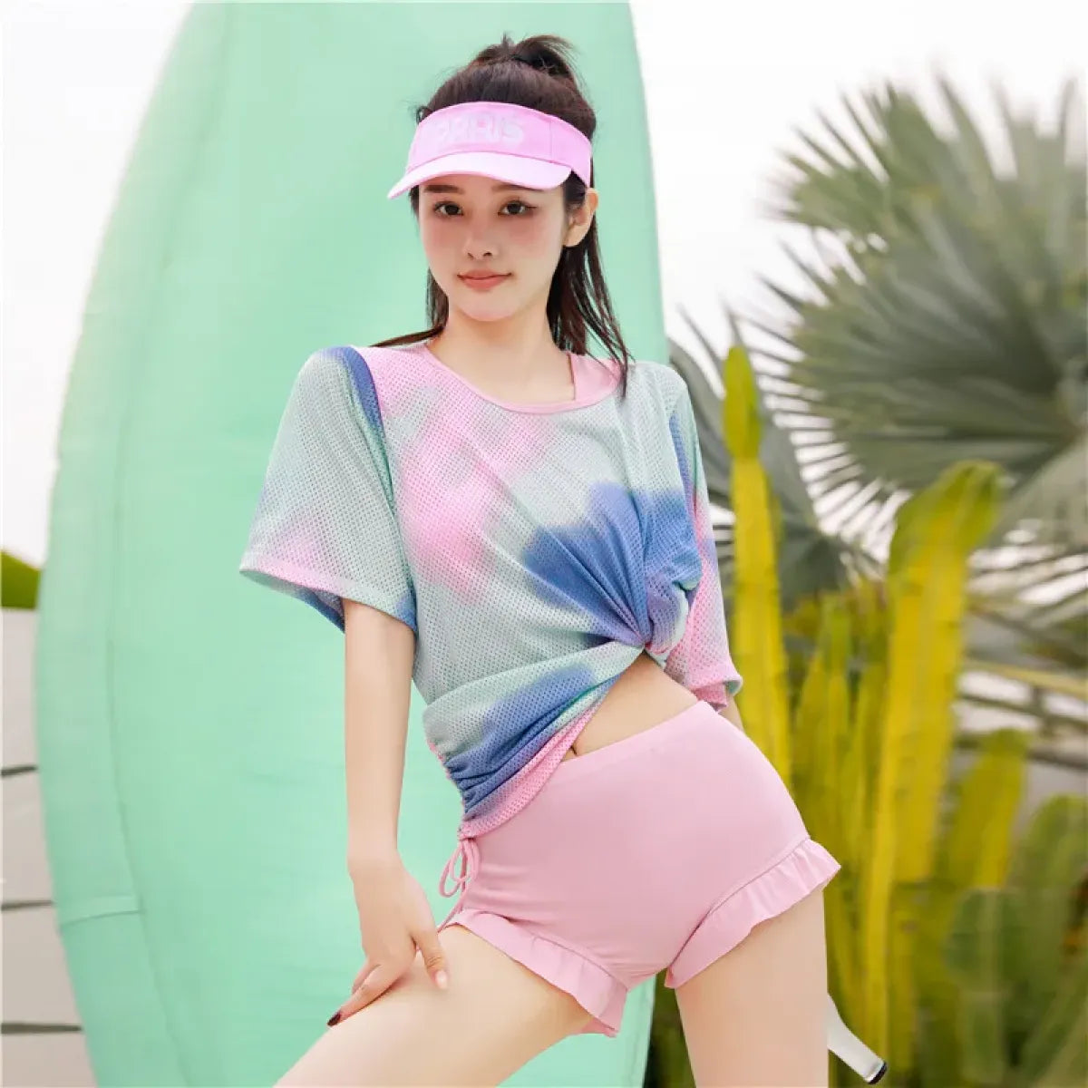 Tie Dye Three-Piece High Waisted Bikini Set - Swimsuits - Swimsuits - 8