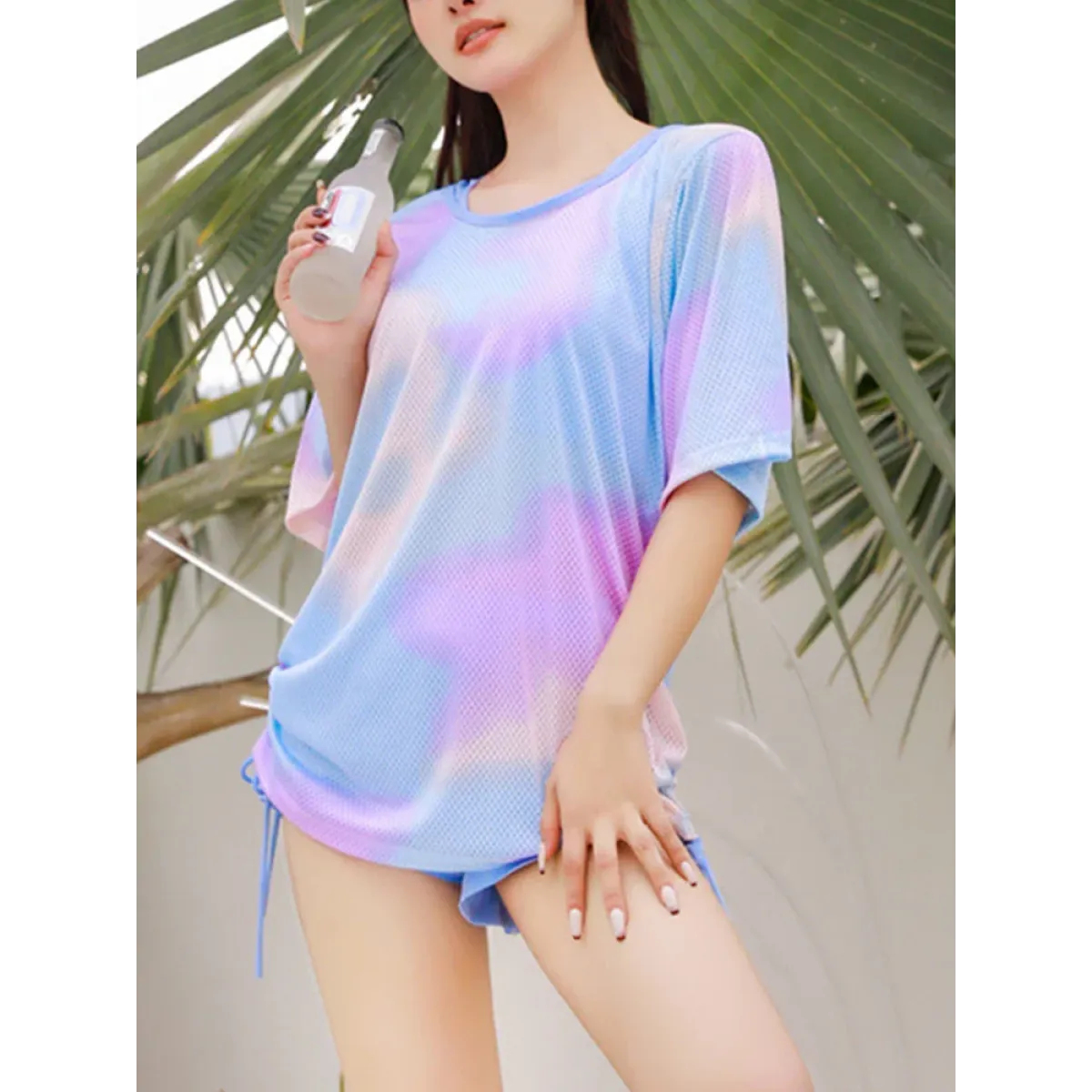 Tie Dye Three-Piece High Waisted Bikini Set - Swimsuits - Swimsuits - 4