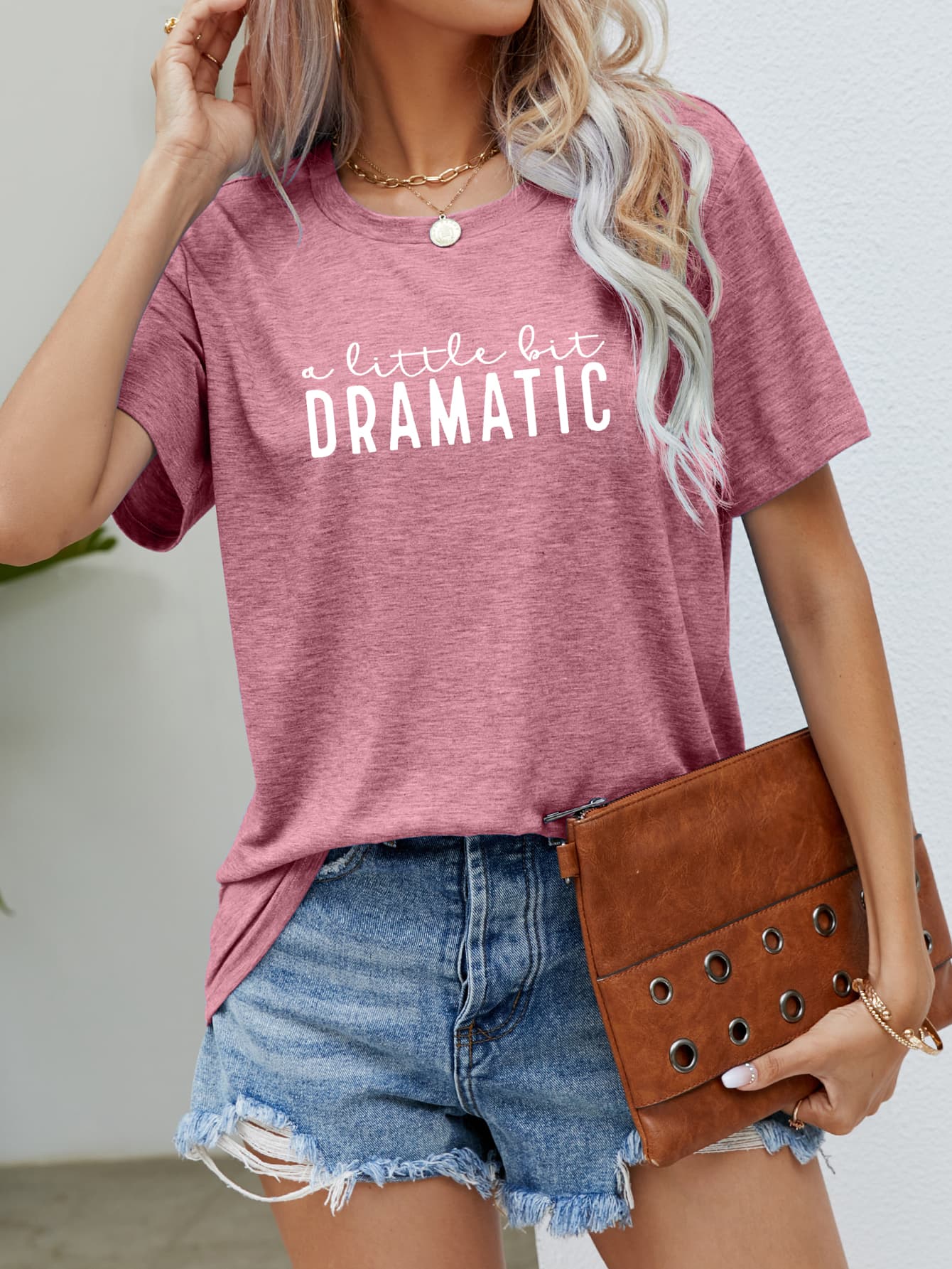 A LITTLE BIT DRAMATIC Graphic Tee - Pink / S - T-Shirts - Shirts & Tops - 13 - 2024