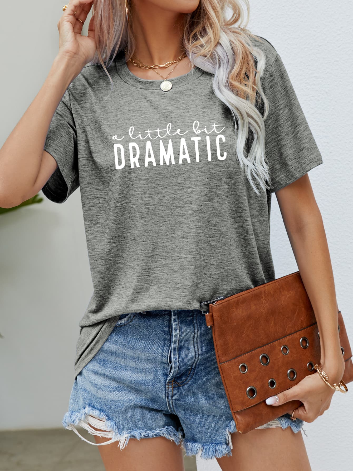 A LITTLE BIT DRAMATIC Graphic Tee - Gray / S - T-Shirts - Shirts & Tops - 4 - 2024