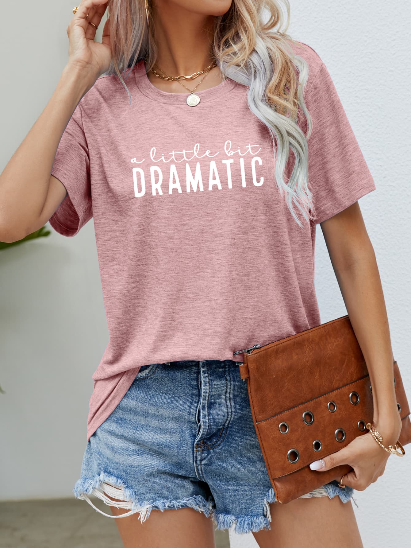 A LITTLE BIT DRAMATIC Graphic Tee - Light Pink / S - T-Shirts - Shirts & Tops - 7 - 2024