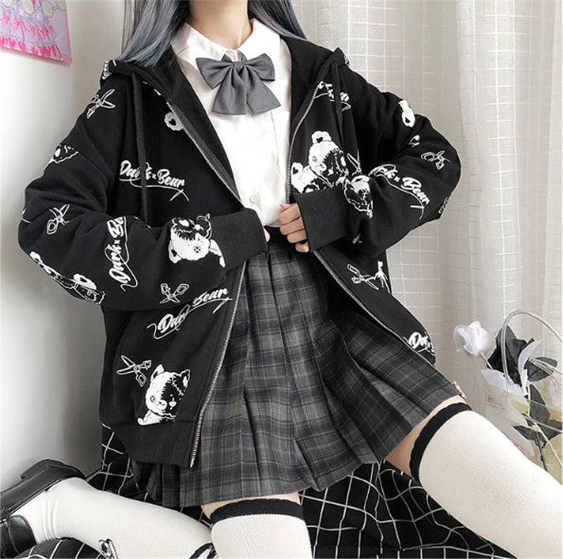 Harajuku Black Bear Hoodie - Sweaters - Coats & Jackets - 20 - 2024