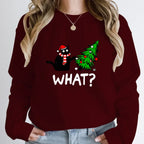 ’What?’ Black Cat Christmas Tree Sweatshirt - T-Shirts - Round - Sweaters - 5