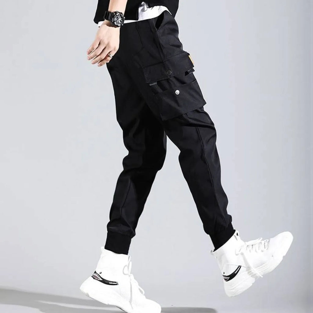 Black Harajuku Men’s Pants with Pockets - Bottoms - 3