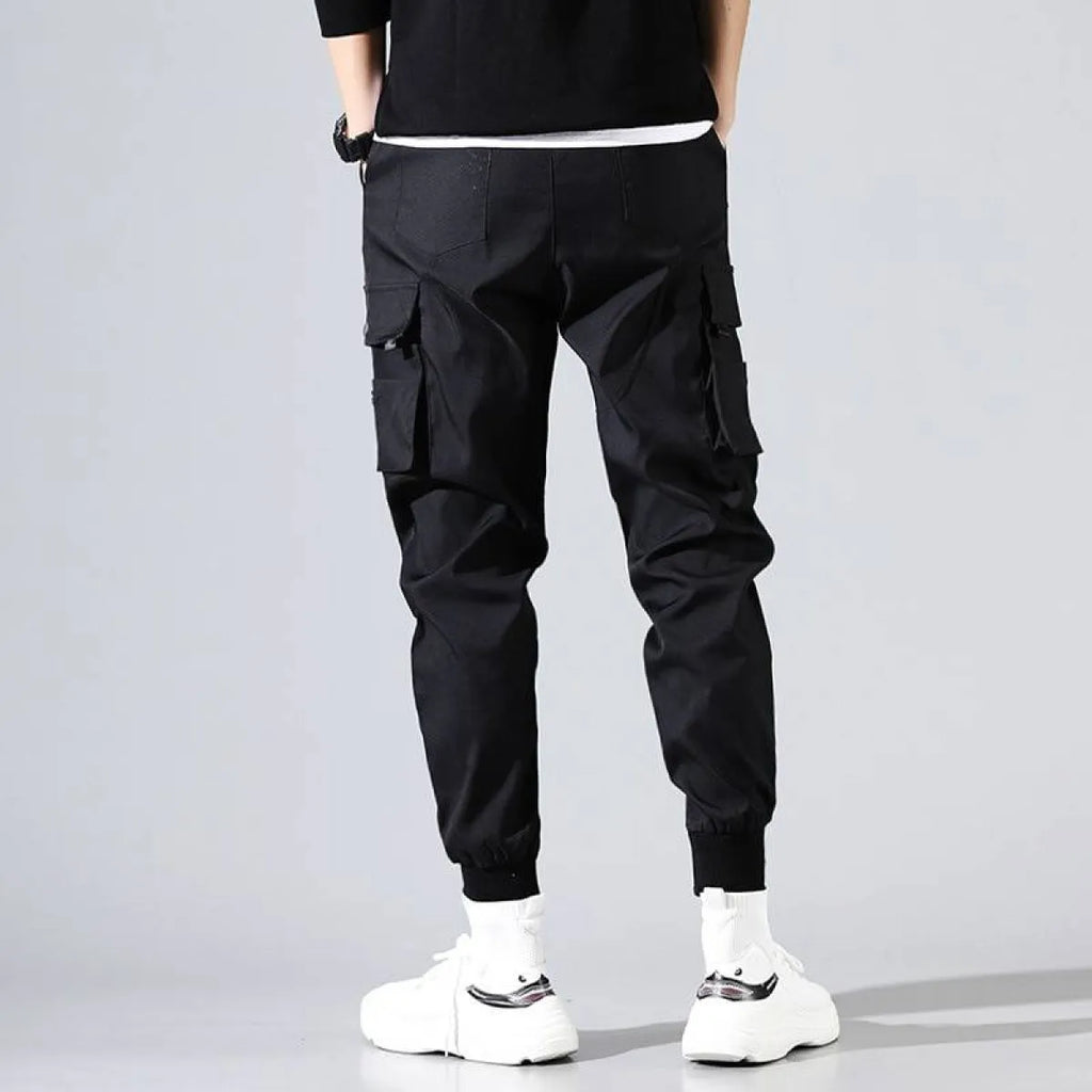 Black Harajuku Men’s Pants with Pockets - Bottoms - 4