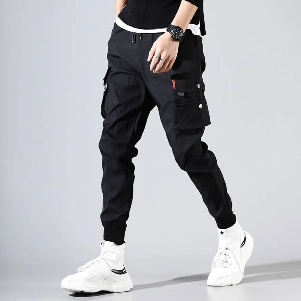Black Harajuku Men’s Pants with Pockets - Bottoms - 5