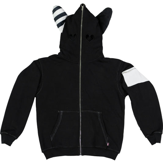 Plush Ear Bunny Hoodie – Black