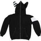 Plush Ear Bunny Hoodie – Black - Hoodies & Sweatshirts - 1