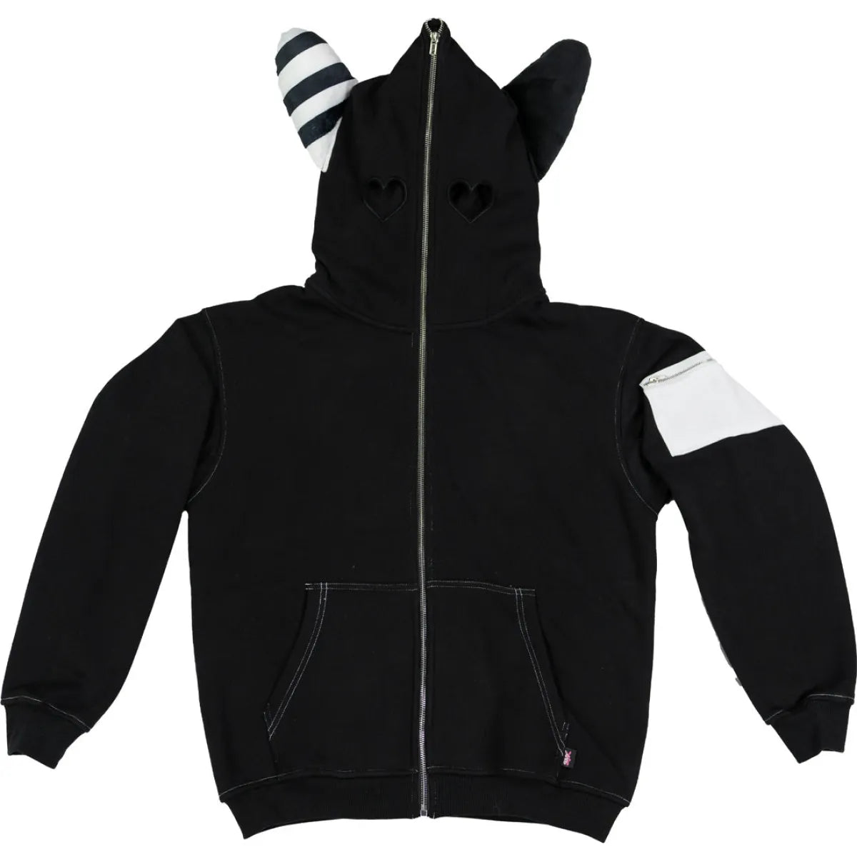 Plush Ear Bunny Hoodie – Black - Hoodies & Sweatshirts - 1