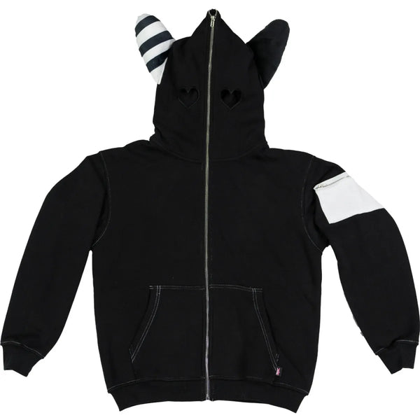 Plush Ear Bunny Hoodie – Black - Hoodies & Sweatshirts - 1