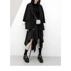 Black Irregular Hem Gothic Punk Skirt – Buckle Straps & Studded Details - Bottoms - Skirts - 5