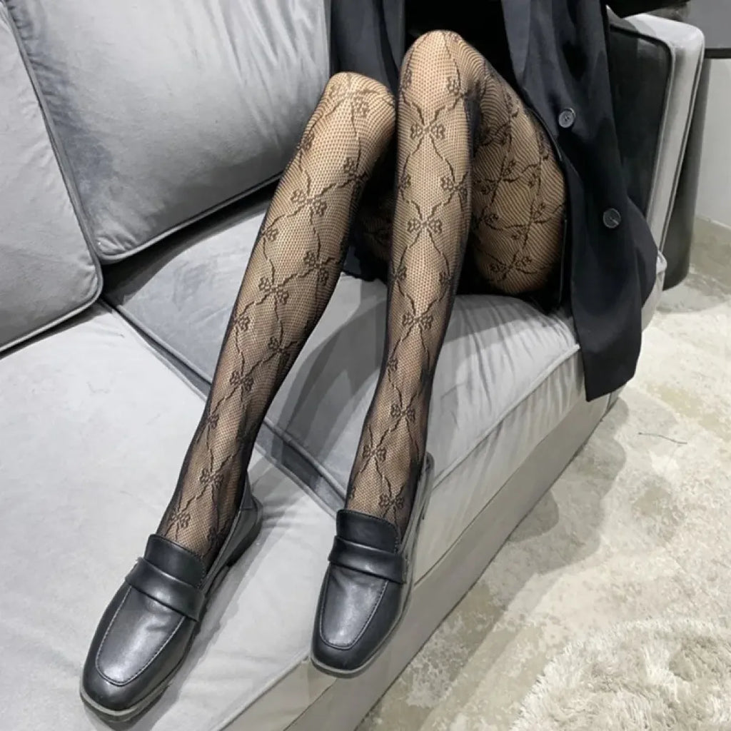 Black Lolita Fishnet Body High Socks - Socks & Hosiery - 14