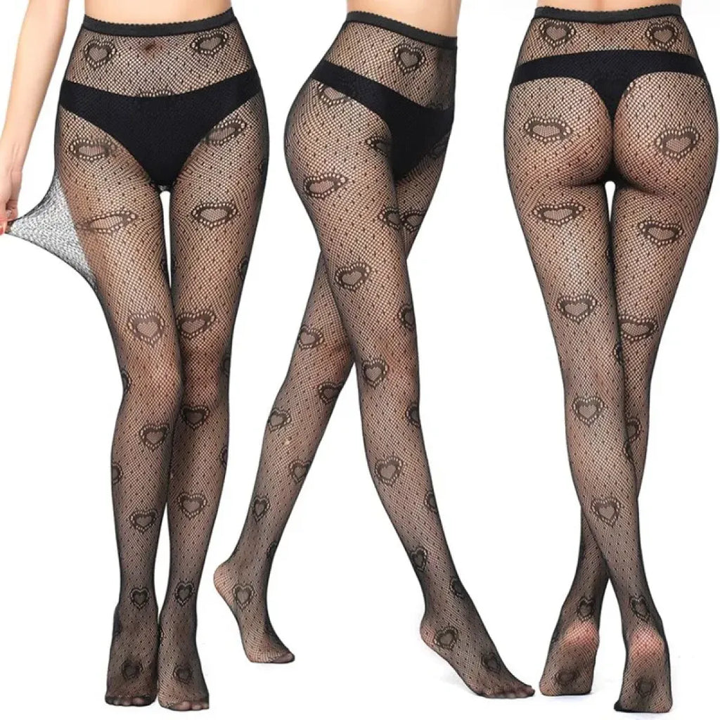 Black Lolita Fishnet Body High Socks - Socks & Hosiery - 3