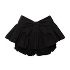 Off-Shoulder Crop Top & Black Mini Skirt Set – Kawaii Y2K - Bottoms - Long - Off-Shoulder - Clothing Sets - 4