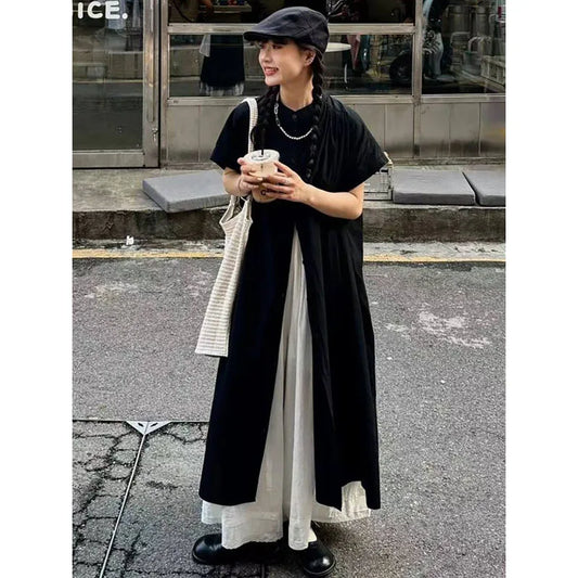 Black Oversized Kimono Shirt Dress – Gothic Casual Summer Style - Black / S - All Dresses - Dresses - 2025 - 7