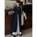 Black Oversized Kimono Shirt Dress – Gothic Casual Summer Style - All Dresses - Short - V-neck - Blouses - 3