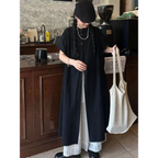 Black Oversized Kimono Shirt Dress – Gothic Casual Summer Style - All Dresses - Short - V-neck - Blouses - 5