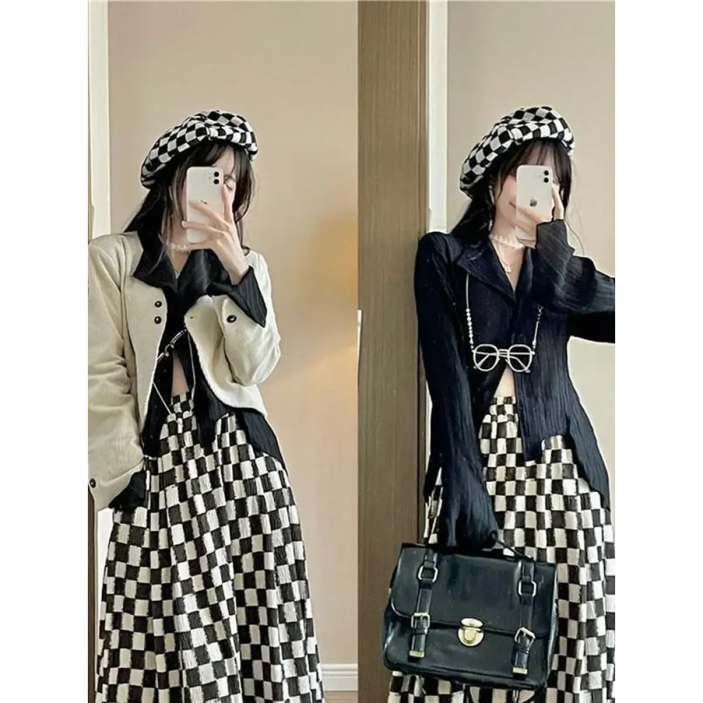 Black Pleated Gothic Harajuku Blouse – Button-Up Long Sleeve - Tops & Tees - Long - Shirt - Blouses - 6