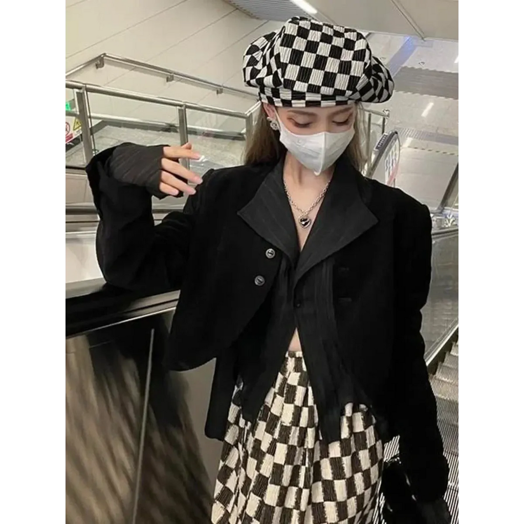 Black Pleated Gothic Harajuku Blouse – Button-Up Long Sleeve - Tops & Tees - Long - Shirt - Blouses - 4