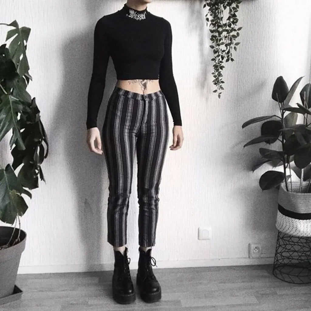 ’Blessed’ Goth Crop Top - T-Shirts - Long - Round - 12