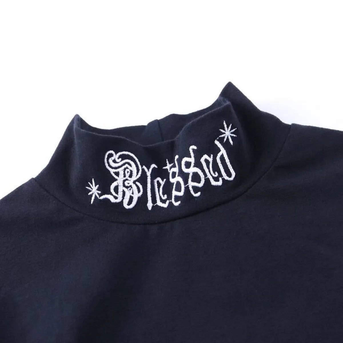 ’Blessed’ Goth Crop Top - T-Shirts - Long - Round - 16