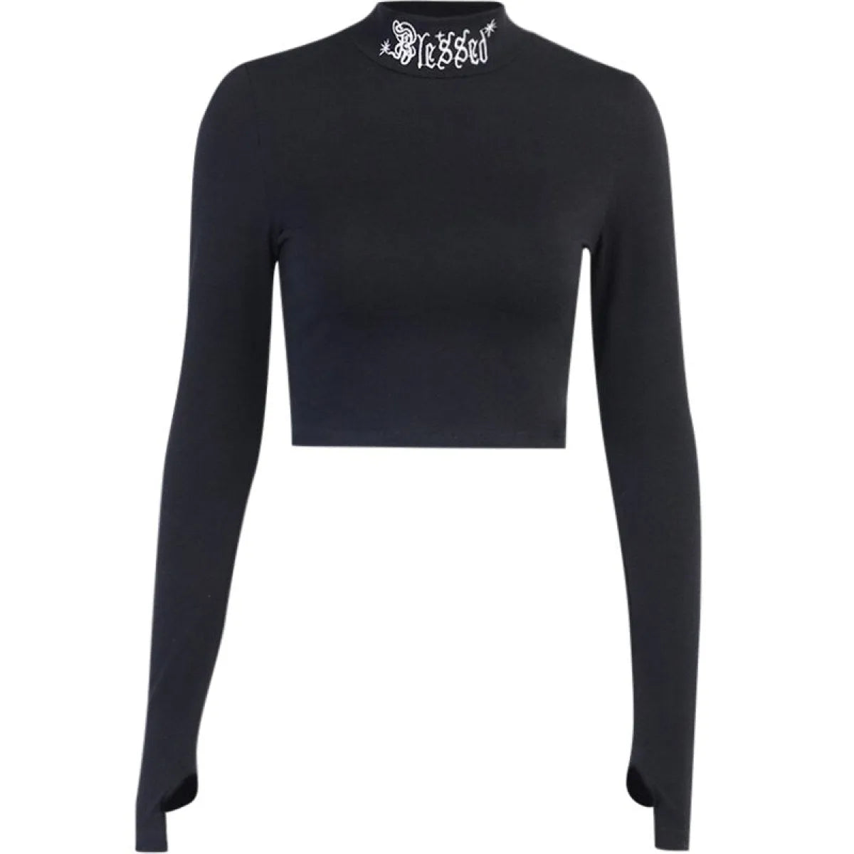 ’Blessed’ Goth Crop Top - Best Sellers - Long - Round - 20