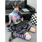 Y2K Punk Lace Mini Skirt – Gothic Layered A-Line Skirt - Bottoms - Short - Skirts - 6