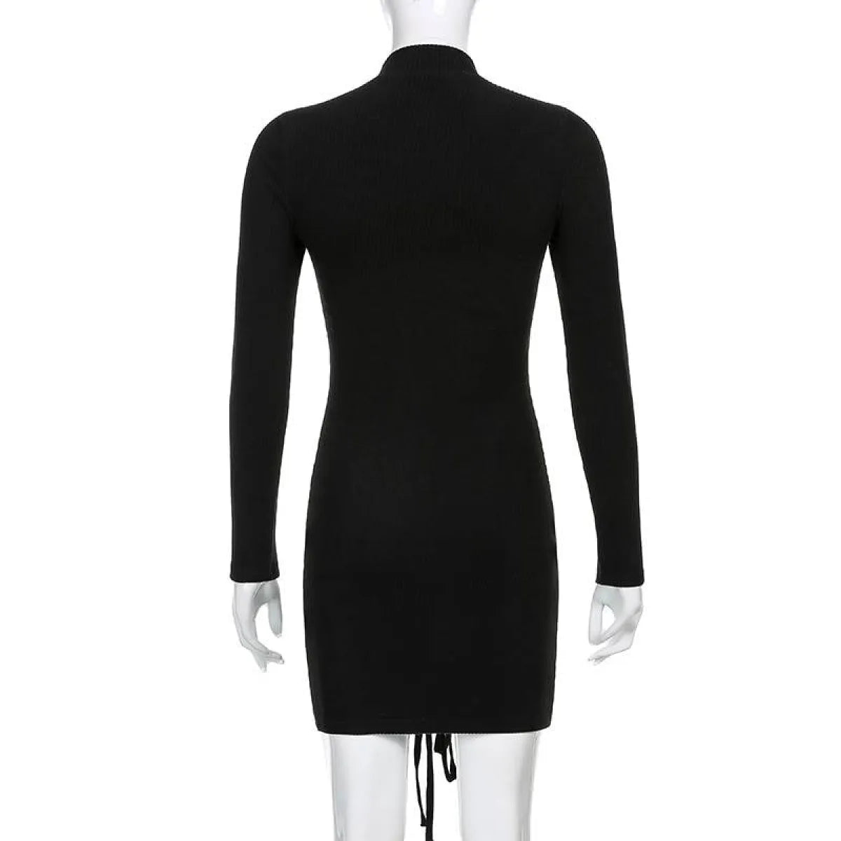 Black Tie Up Dress for Autumn - All Dresses - 8