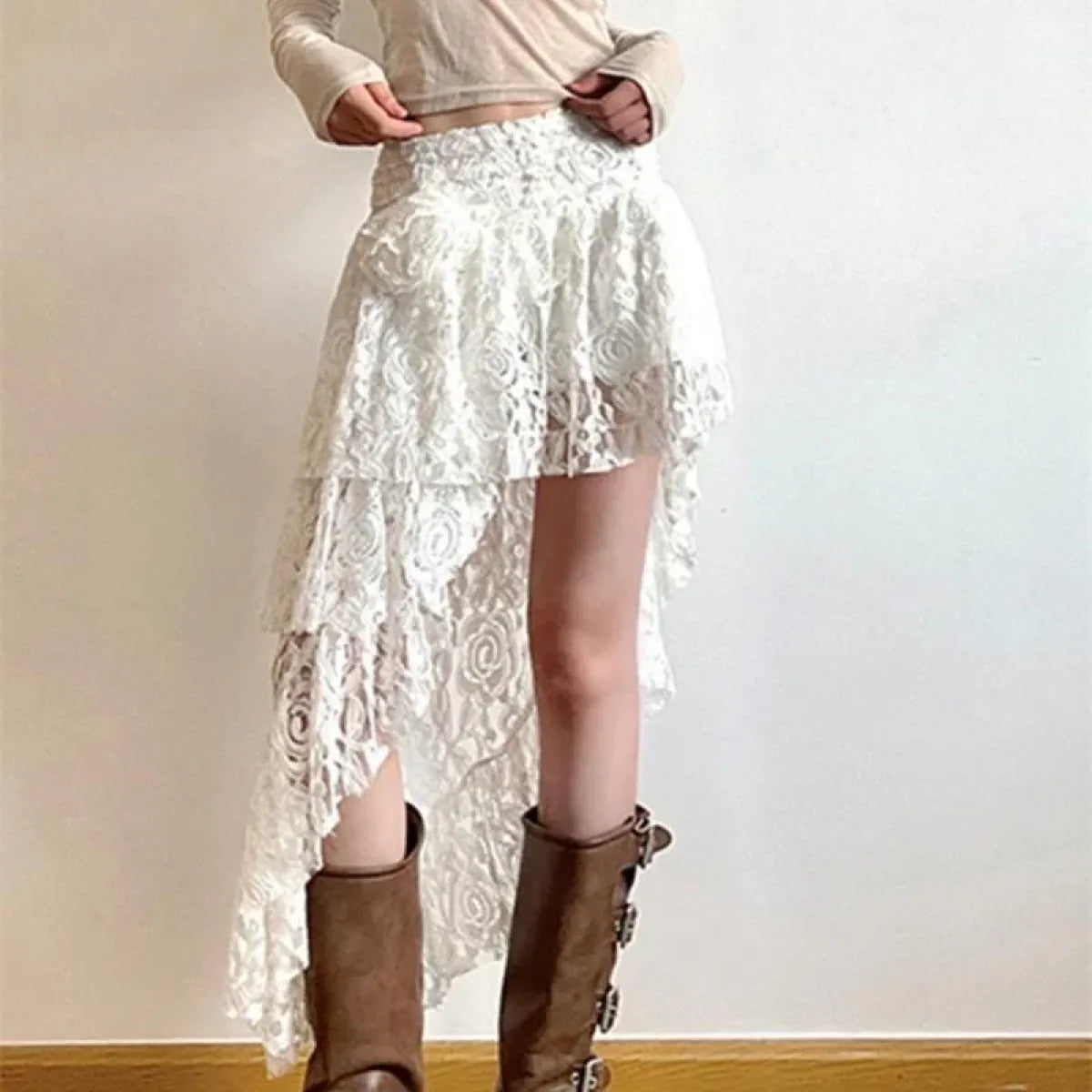 Boho Lace Irregular Layered Skirt - Bottoms - Skirts - 3