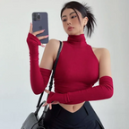 Bold Cutout Turtleneck Crop Top - Women’s Clothing & Accessories - 3
