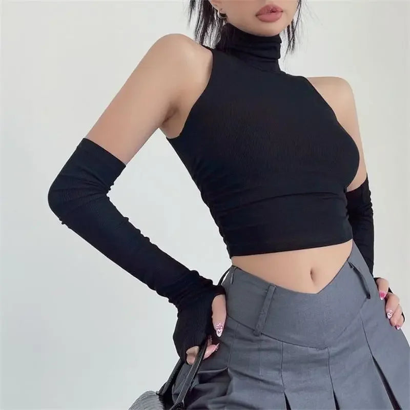 Bold Cutout Turtleneck Crop Top - Women’s Clothing & Accessories - Shirts & Tops - 4 - 2024