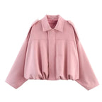 Vintage Loose Bomber Jacket with Turn-Down Collar - Jackets & Coats - Jacket - 11