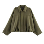 Vintage Loose Bomber Jacket with Turn-Down Collar - Jackets & Coats - Jacket - 5