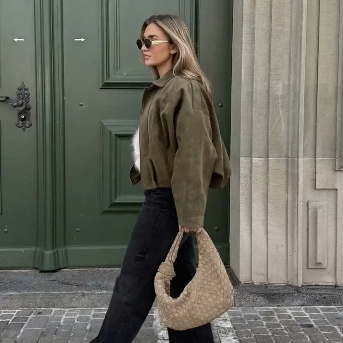 Vintage Loose Bomber Jacket with Turn-Down Collar - Jackets & Coats - Jacket - 3