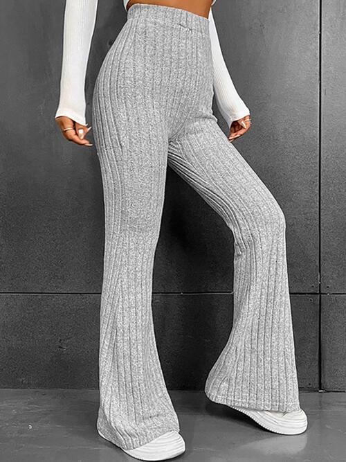 Ribbed High Waist Flare Bootcut Pants - Bottoms - Pants - 2 - 2024