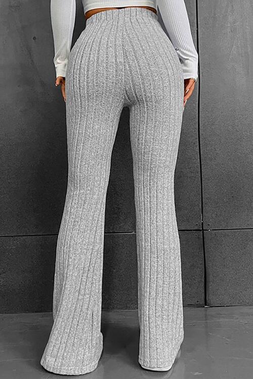 Ribbed High Waist Flare Bootcut Pants - Bottoms - Pants - 3 - 2024