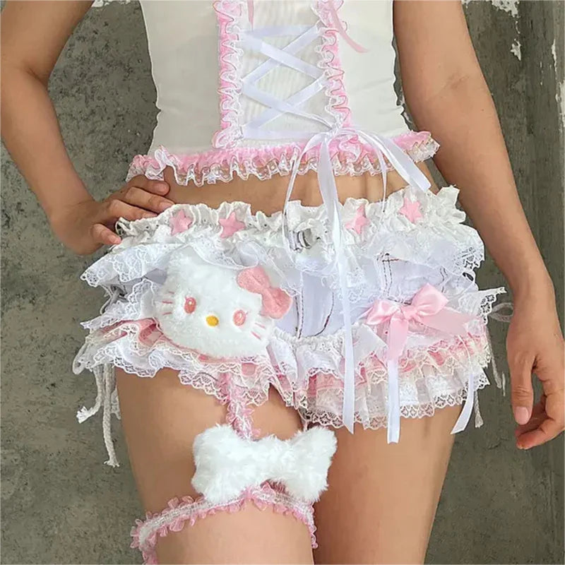 Adorable Hello Kitty Lace Trim Skirt - Bottoms - Skirts - 6 - 2024