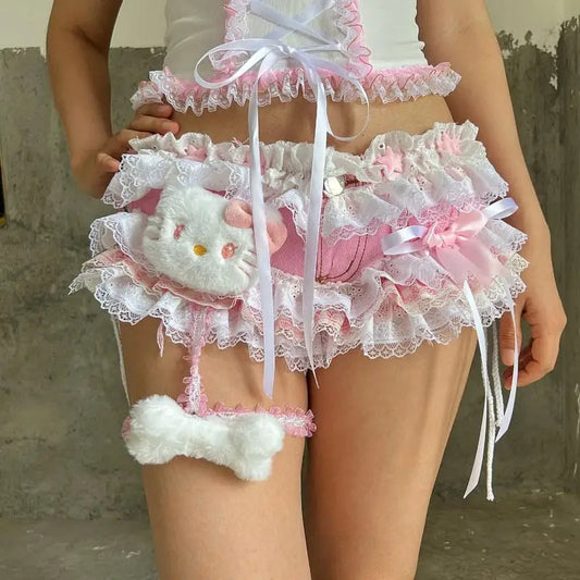 Adorable Hello Kitty Lace Trim Skirt - Bottoms - Skirts - 1 - 2024