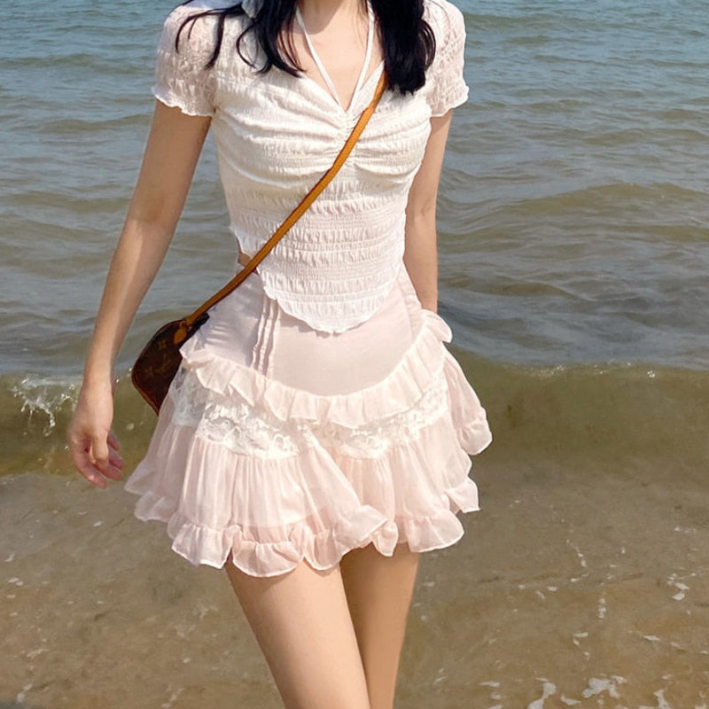 Angelic Lace Ruffle Mini Skirt - Bottoms - Skirts - 3 - 2024