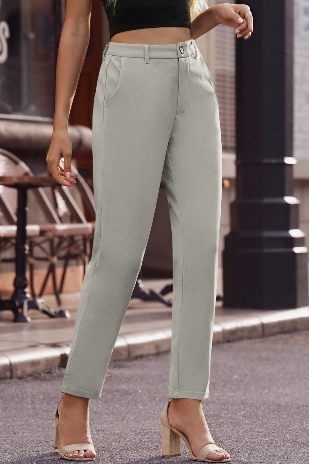Ankle-Length Straight Leg Pants with Pockets - Bottoms - Pants - 17 - 2024