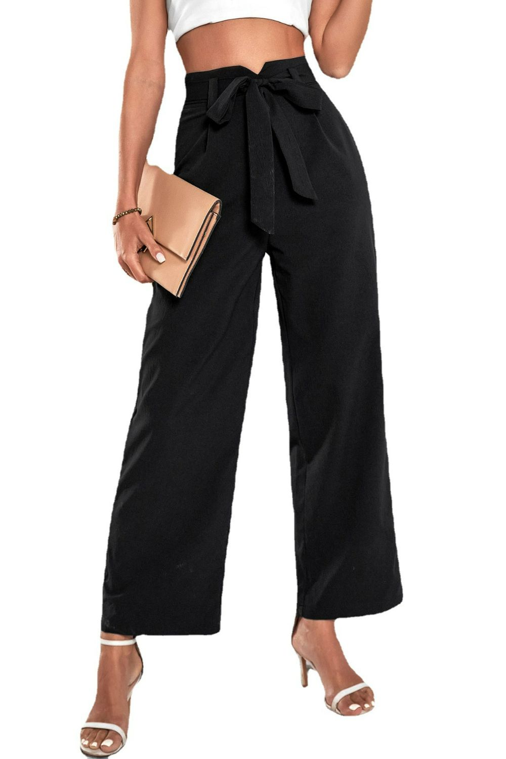 Belted High-Rise Wide Leg Pants - Bottoms - Pants - 5 - 2024