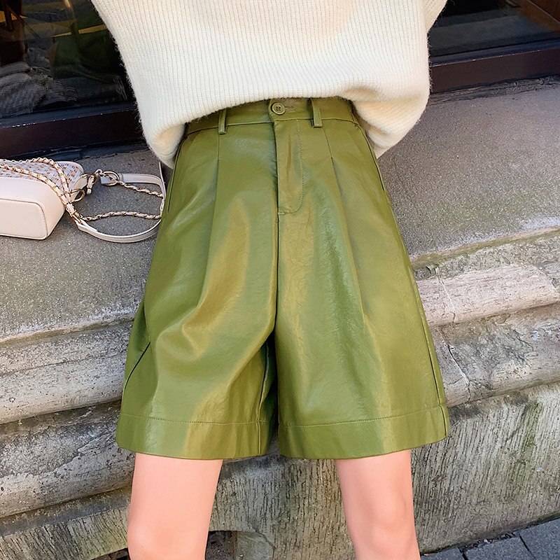 Bermuda Faux Leather Shorts - Green / S - Bottoms - Clothing - 16 - 2024