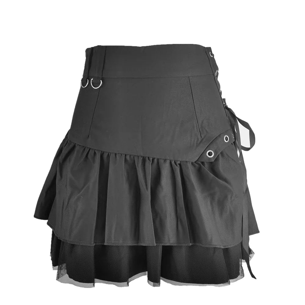 Black Retro Kawaii Skirt – Sweet Korean Streetwear Mini Skirt - Black / XS - Bottoms - Dance Dresses Skirts &