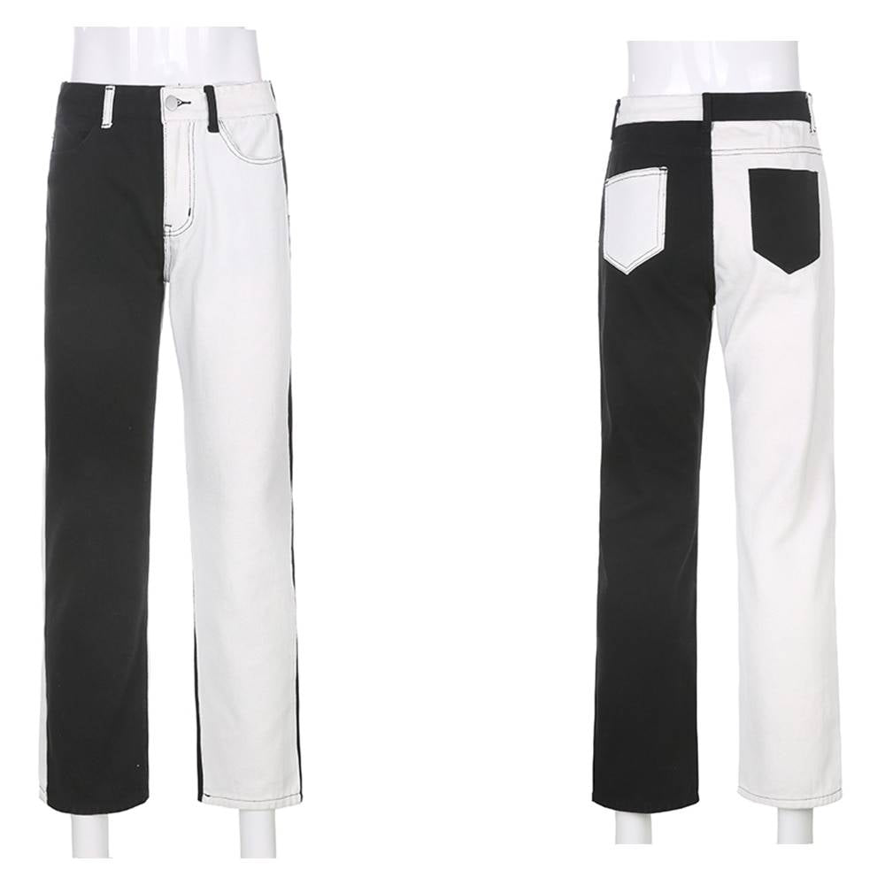 Black and White Patchwork Jeans - Bottoms - Shirts & Tops - 6 - 2024