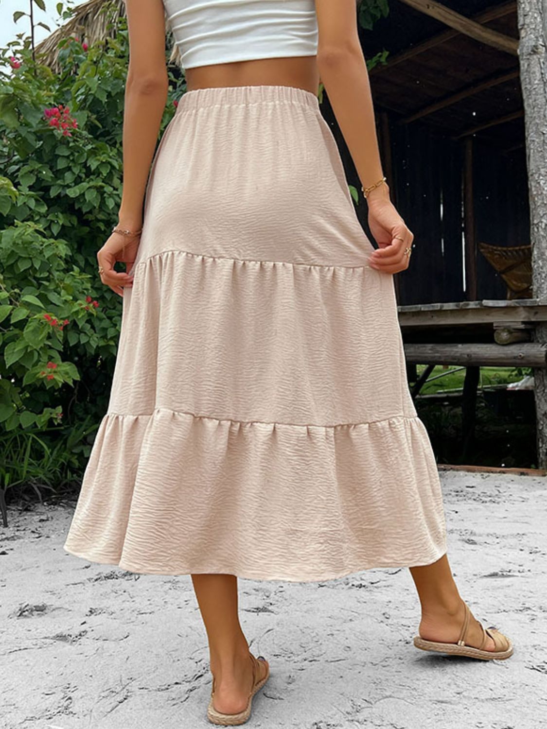 Button Down Tiered Midi Skirt - Bottoms - Skirts - 5 - 2024