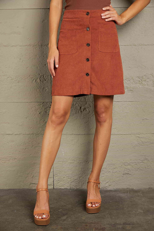 Buttoned Corduroy Mini Skirt - Bottoms - Mini Skirts - 1 - 2024