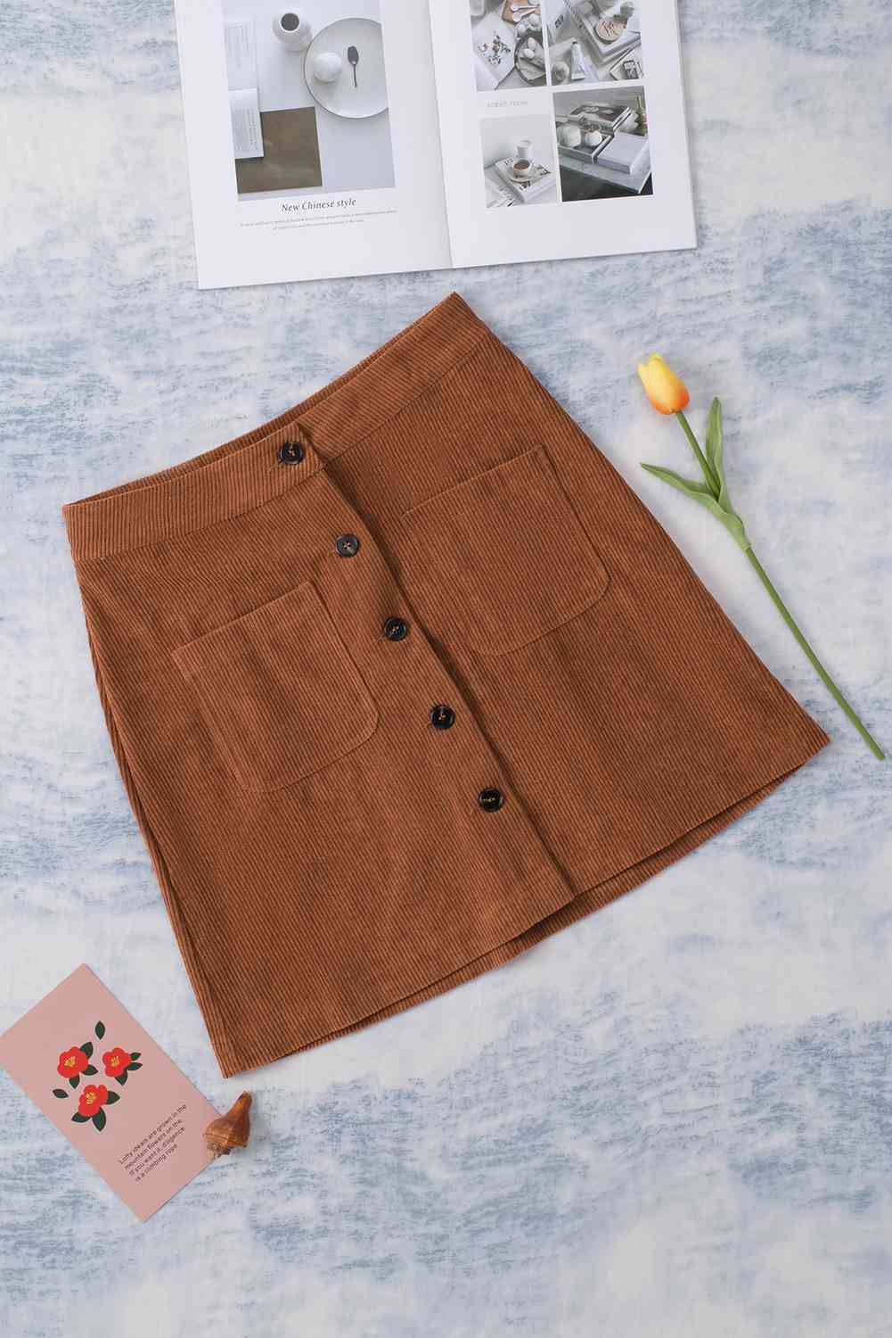 Buttoned Corduroy Mini Skirt - Bottoms - Mini Skirts - 17 - 2024
