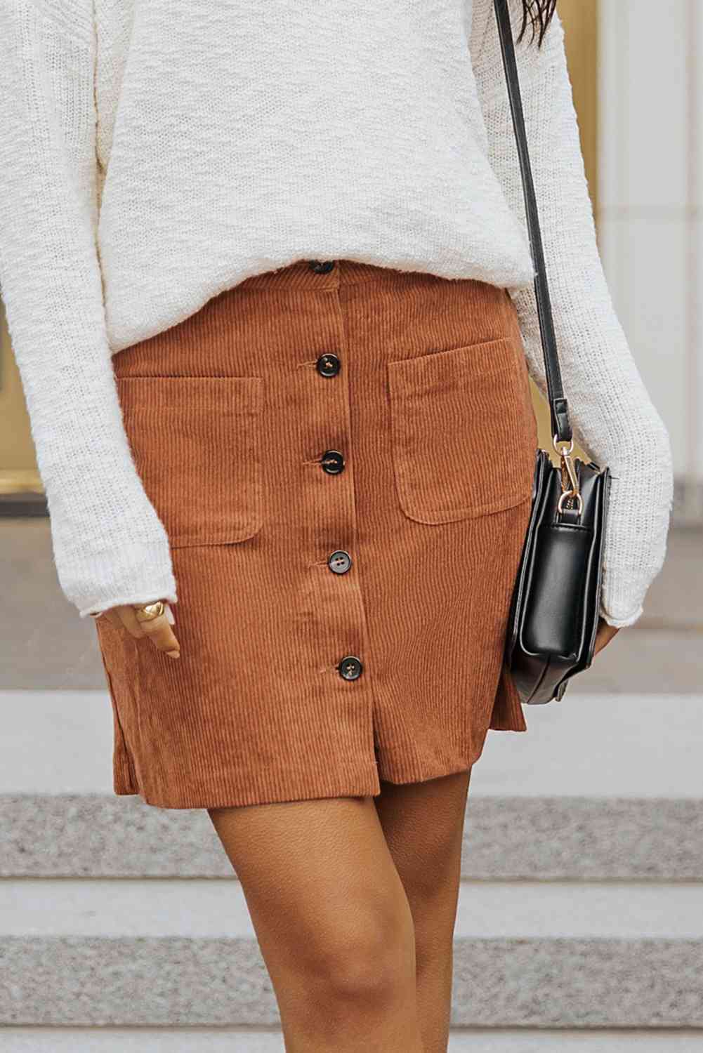 Buttoned Corduroy Mini Skirt - Bottoms - Mini Skirts - 9 - 2024